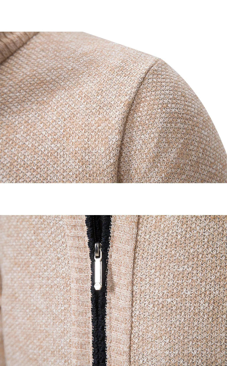 Suéter Masculino com Zíper Malha Leve com Gola Alta