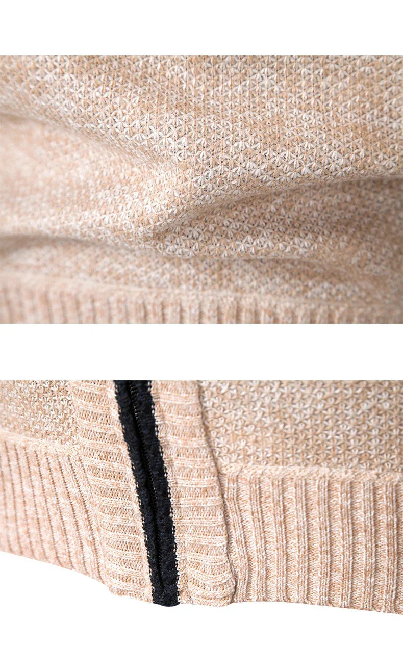 Suéter Masculino com Zíper Malha Leve com Gola Alta