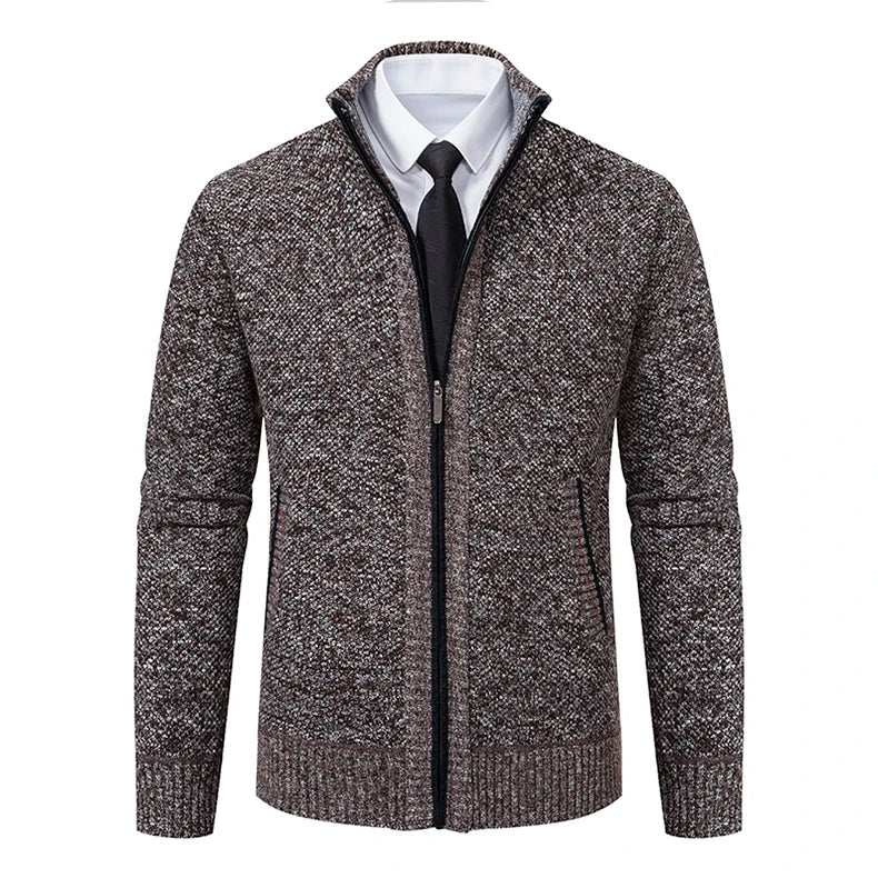 Suéter Masculino com Zíper Malha Leve com Gola Alta