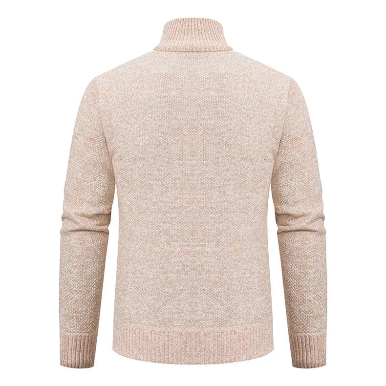 Suéter Masculino com Zíper Malha Leve com Gola Alta