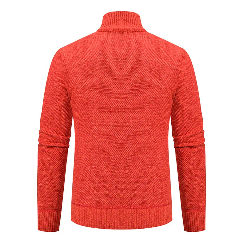 Suéter Masculino com Zíper Malha Leve com Gola Alta