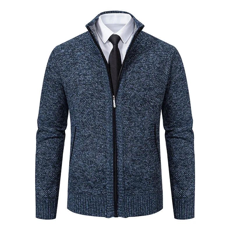 Suéter Masculino com Zíper Malha Leve com Gola Alta