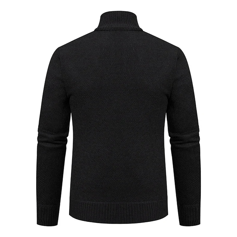 Suéter Masculino com Zíper Malha Leve com Gola Alta