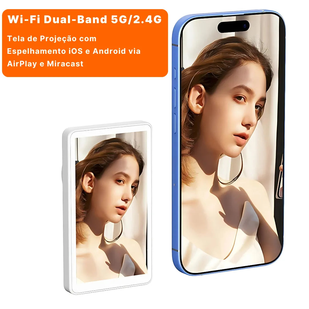 Tela Magnética De Selfie RK-X40 Com Espelhamento Sem Fio E Fixação Por Ímã