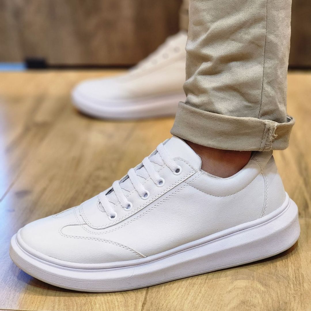 Tênis Branco Masculino Casual Sola Alta Viego