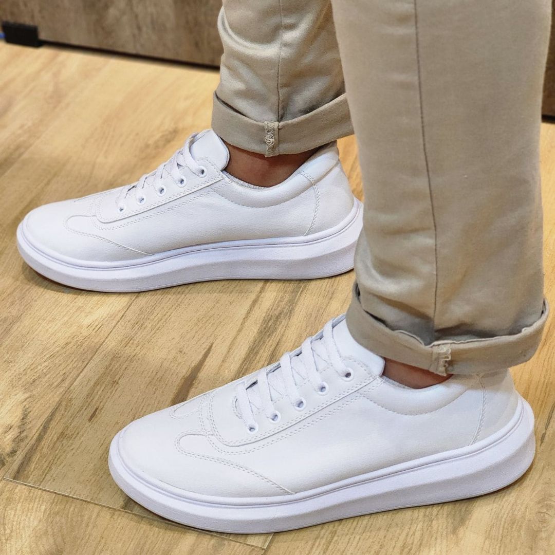 Tênis Branco Masculino Casual Sola Alta Viego
