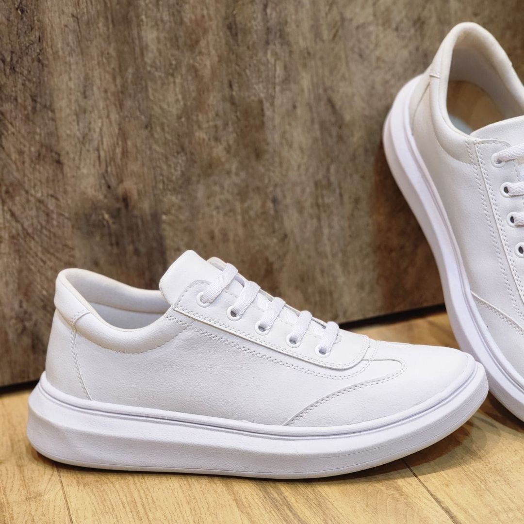 Tênis Branco Masculino Casual Sola Alta Viego