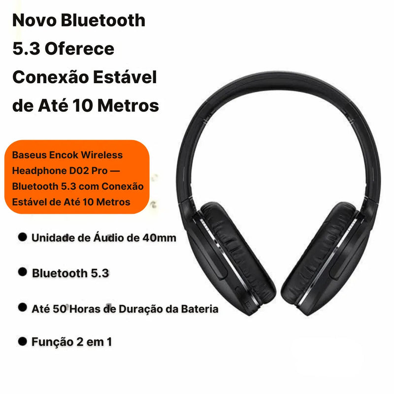 Headphones Baseus Pro Wireless Sport – À Prova D'Água e Microfone
