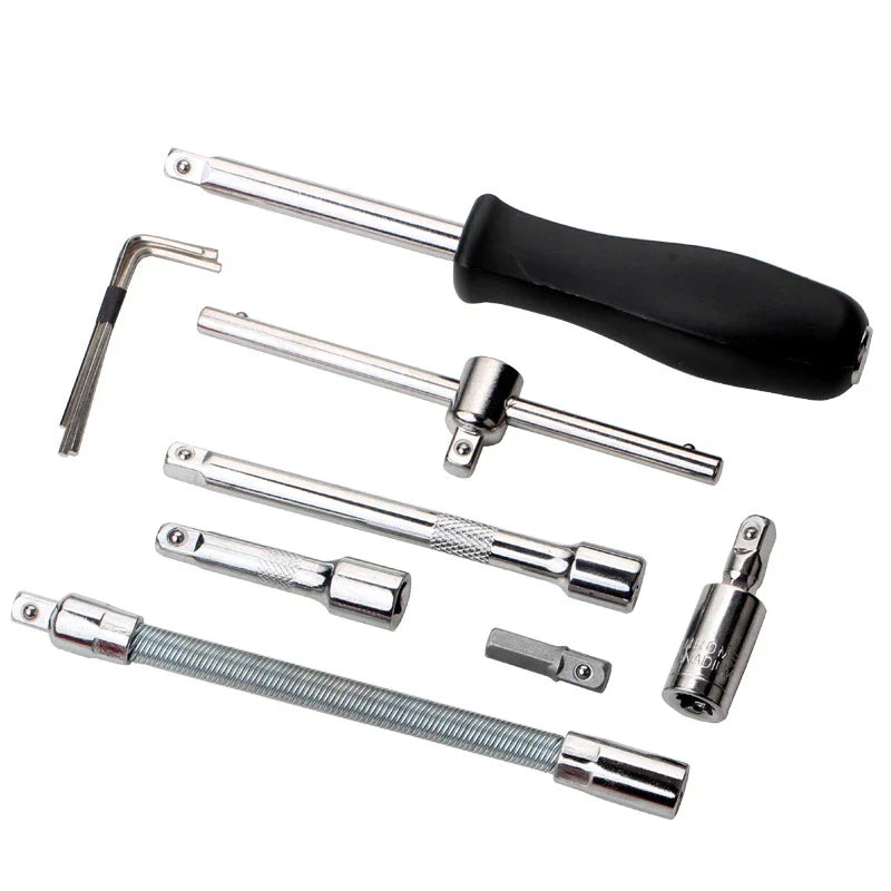 Kit Ferramentas 46 Peças - Jogo Soquetes e Chave Catraca Reversível