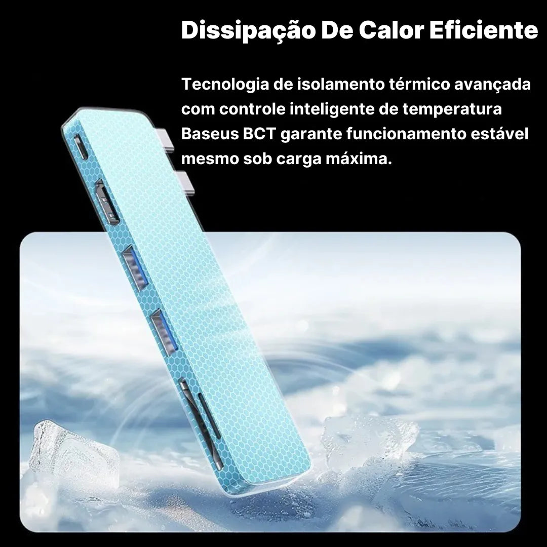 Adaptador USB-C Baseus 9 em 1 com HDMI 4K, Thunderbolt 3 e 3x USB 3.0