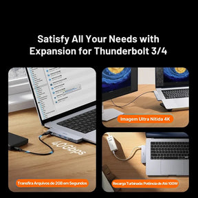 Adaptador USB-C Baseus 9 em 1 com HDMI 4K, Thunderbolt 3 e 3x USB 3.0