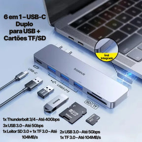 Adaptador USB-C Baseus 9 em 1 com HDMI 4K, Thunderbolt 3 e 3x USB 3.0