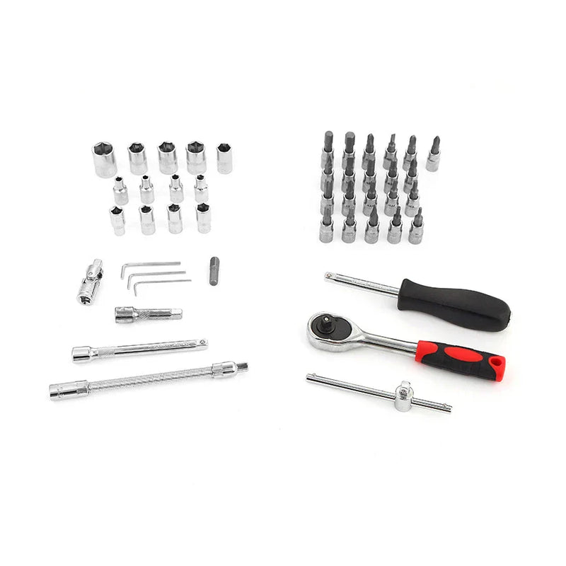 Kit Ferramentas 46 Peças - Jogo Soquetes e Chave Catraca Reversível
