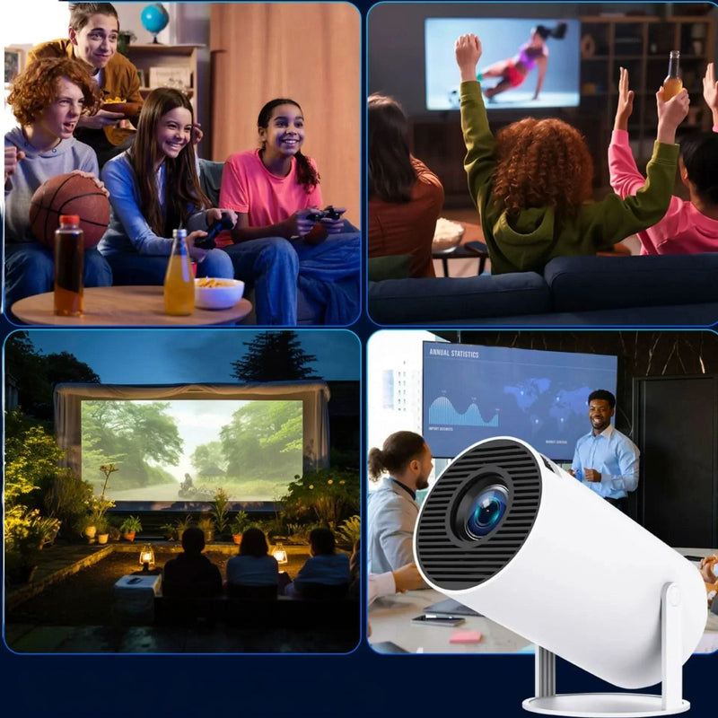 Mini Projetor Portátil 4K com AndroidTV e Espelhamento
