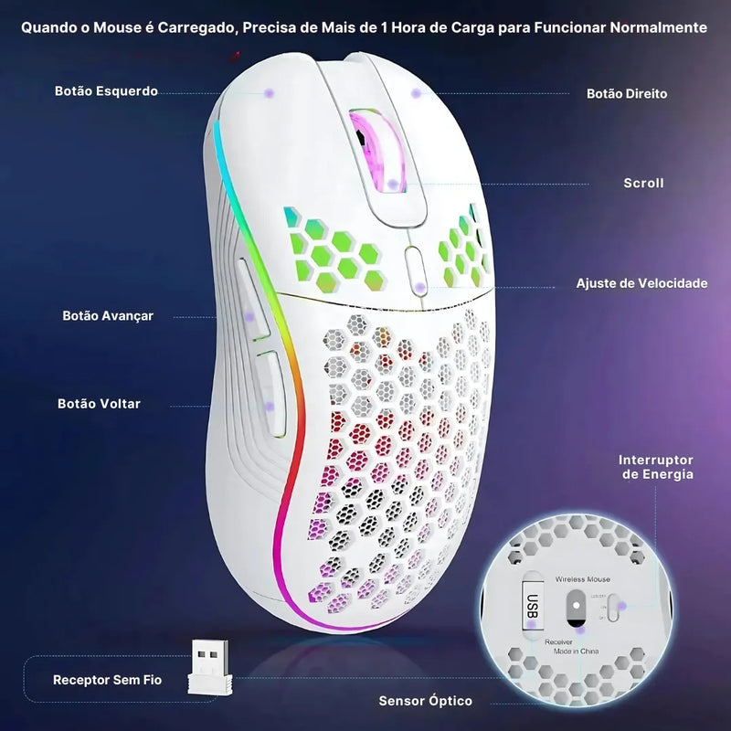 Mouse com Iluminação RGB e Alta Performance Gamer - GlowMotion