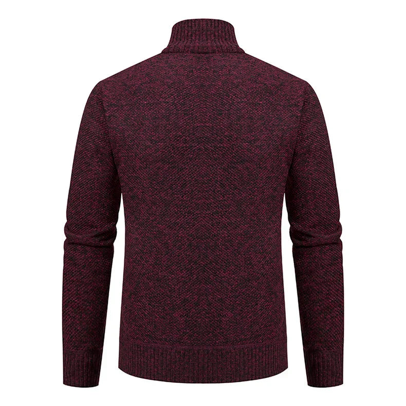 Suéter Masculino com Zíper Malha Leve com Gola Alta