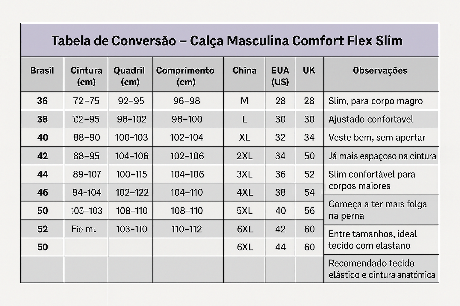 Calça Masculina Comfort Flex Slim