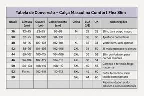 Calça Masculina Comfort Flex Slim