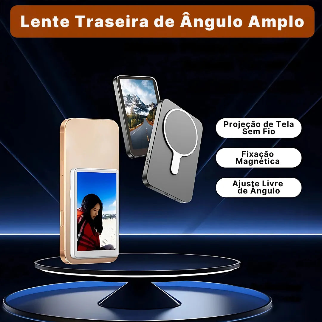 Tela Magnética De Selfie RK-X40 Com Espelhamento Sem Fio E Fixação Por Ímã