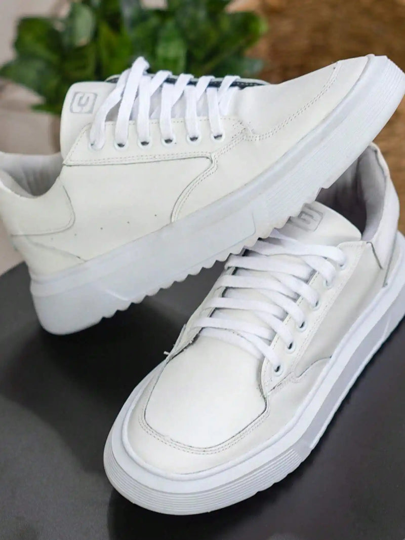 Tênis Branco Masculino Casual Sola Alta