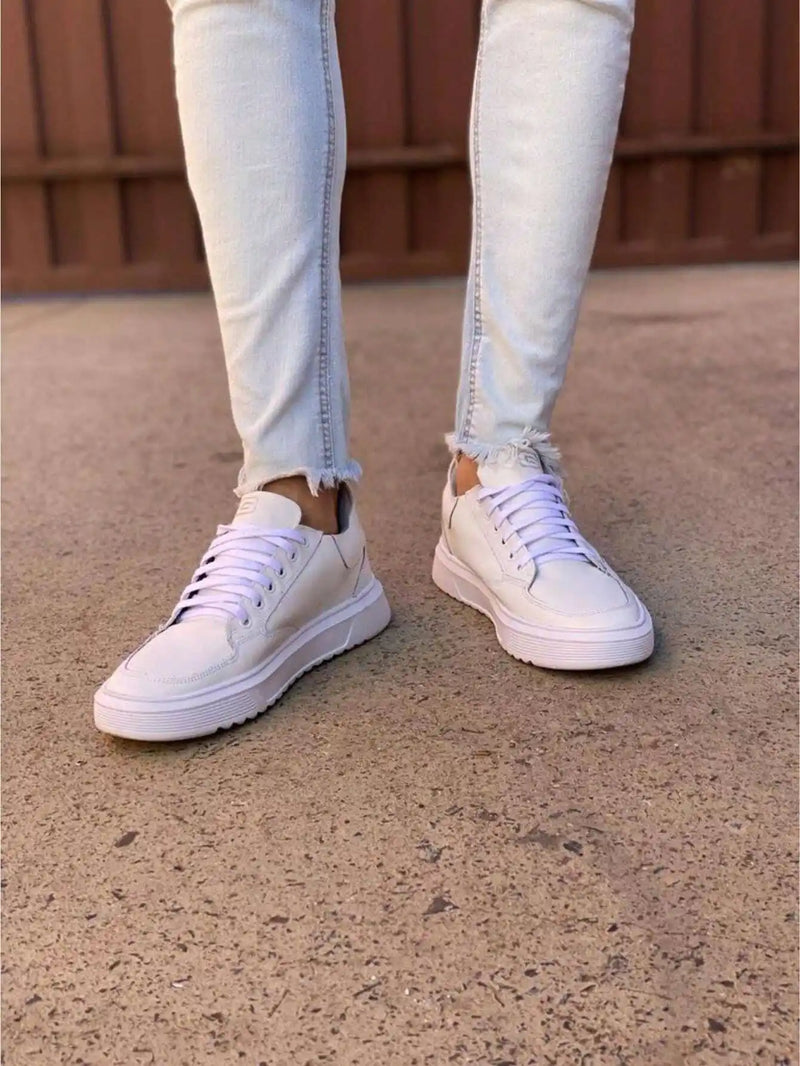 Tênis Branco Masculino Casual Sola Alta