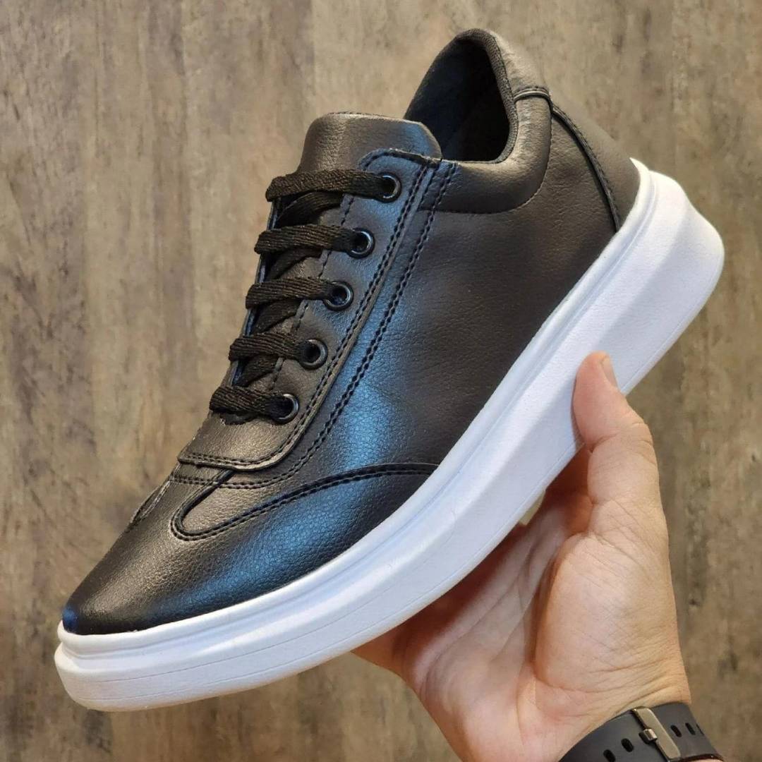 Tênis Preto Masculino Casual Sola Alta Canvas
