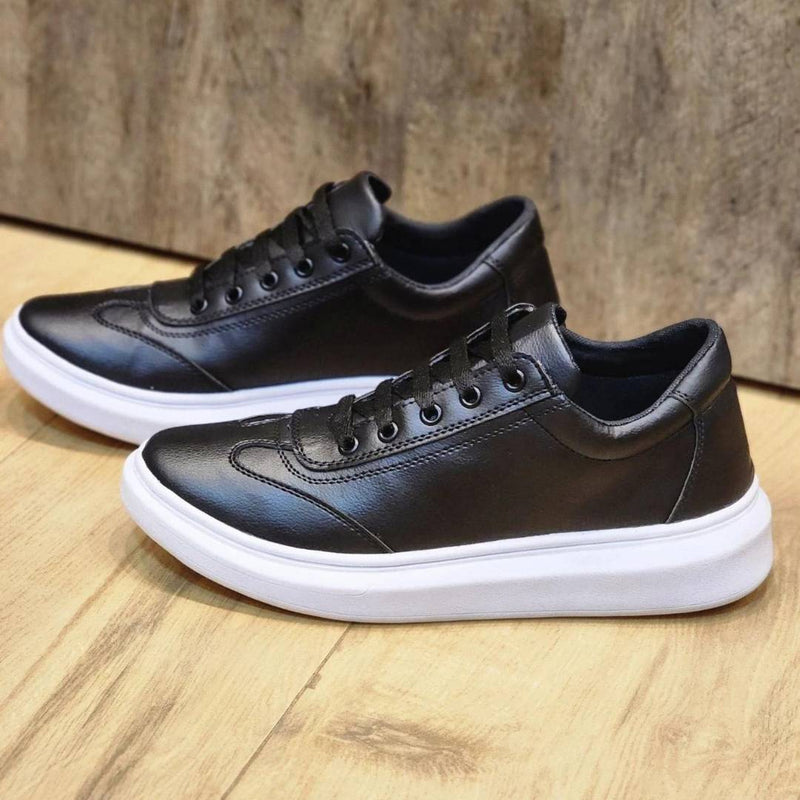 Tênis Preto Masculino Casual Sola Alta Canvas