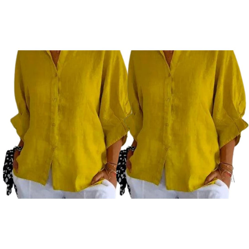 Camisa Cassandra em Linho de Algodão [Compre 1 Leve2]