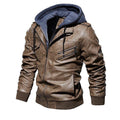 Jaqueta de Couro Masculina com Capuz Removível